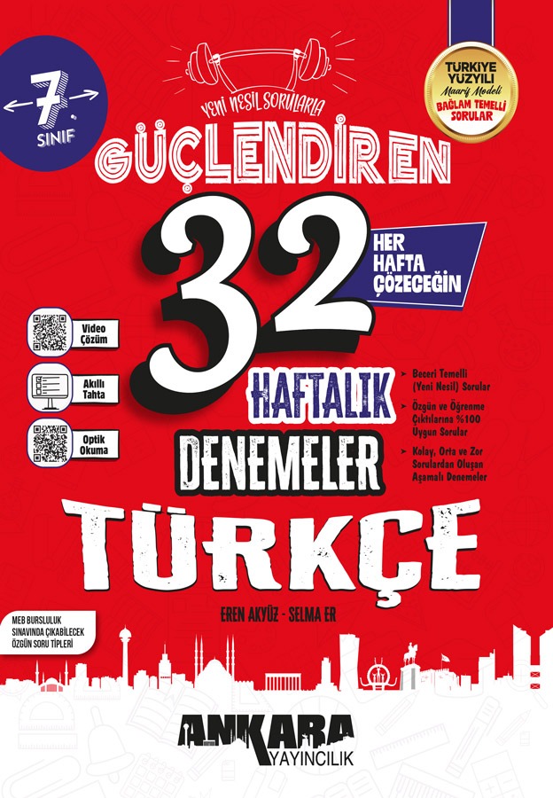 7. Sınıf Güçlendiren 32 Haftalık Türkçe Denemeleri